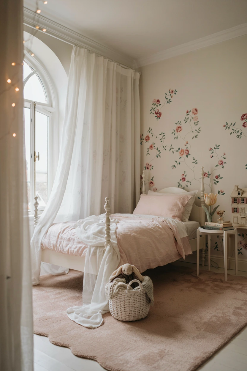 canopy draped frame bed