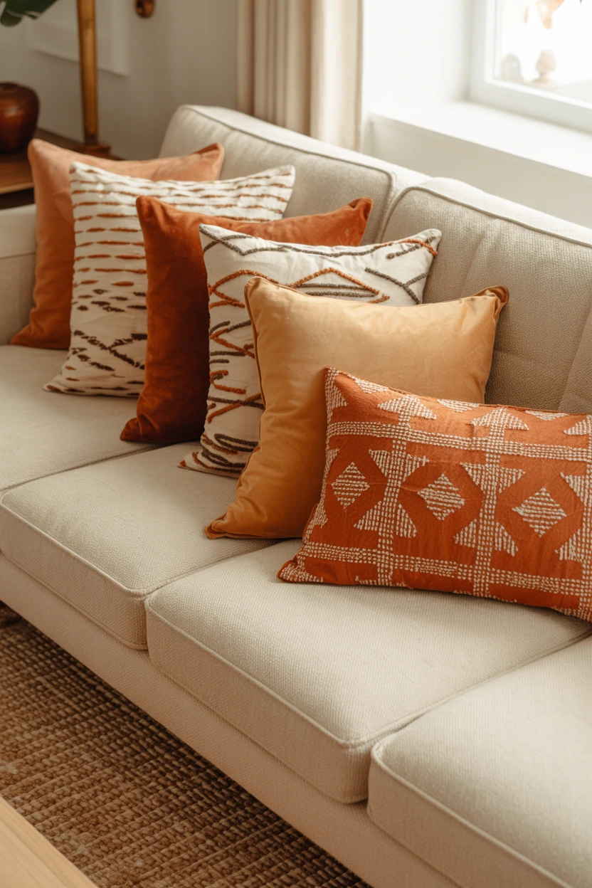 earthy toned pattern pillows
