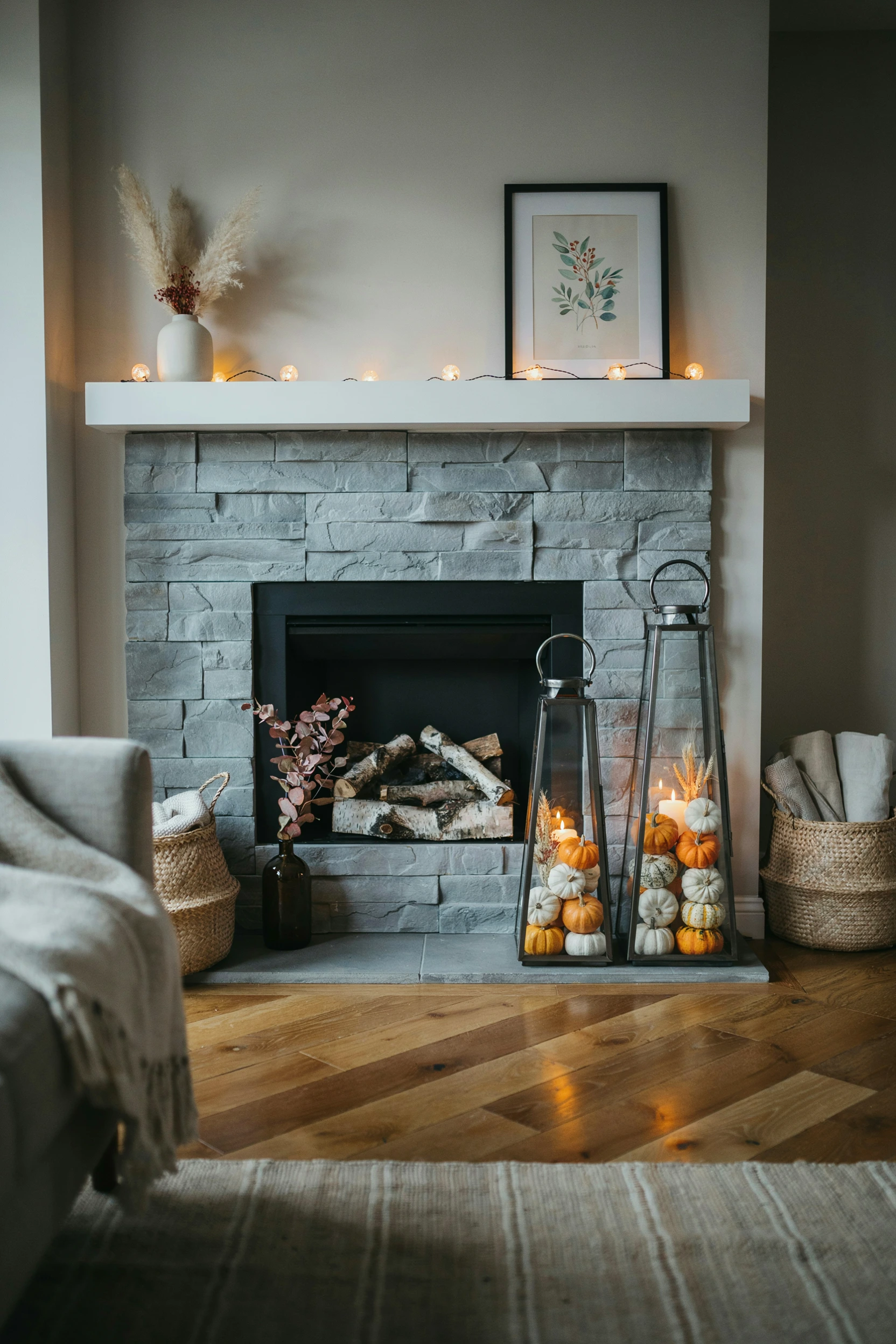 hearth lantern pumpkin stacks