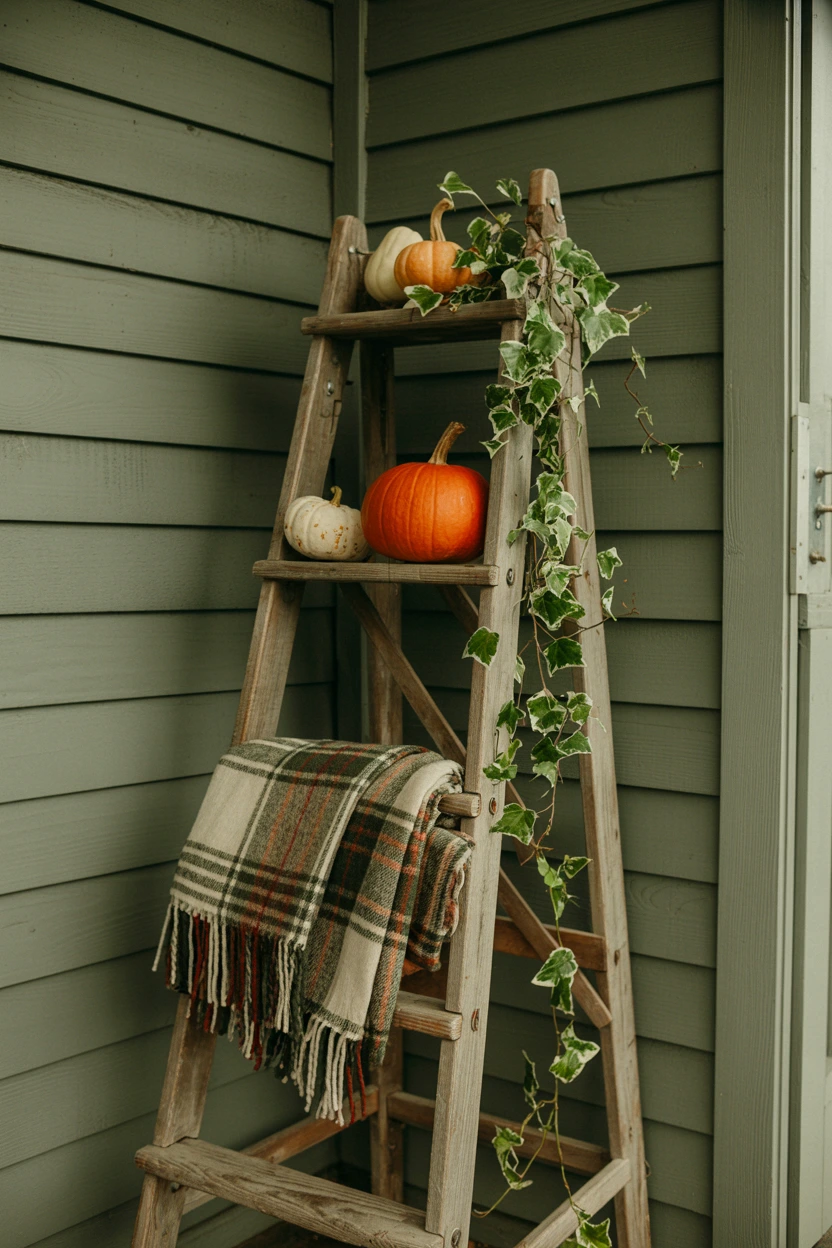 distressed ladder display