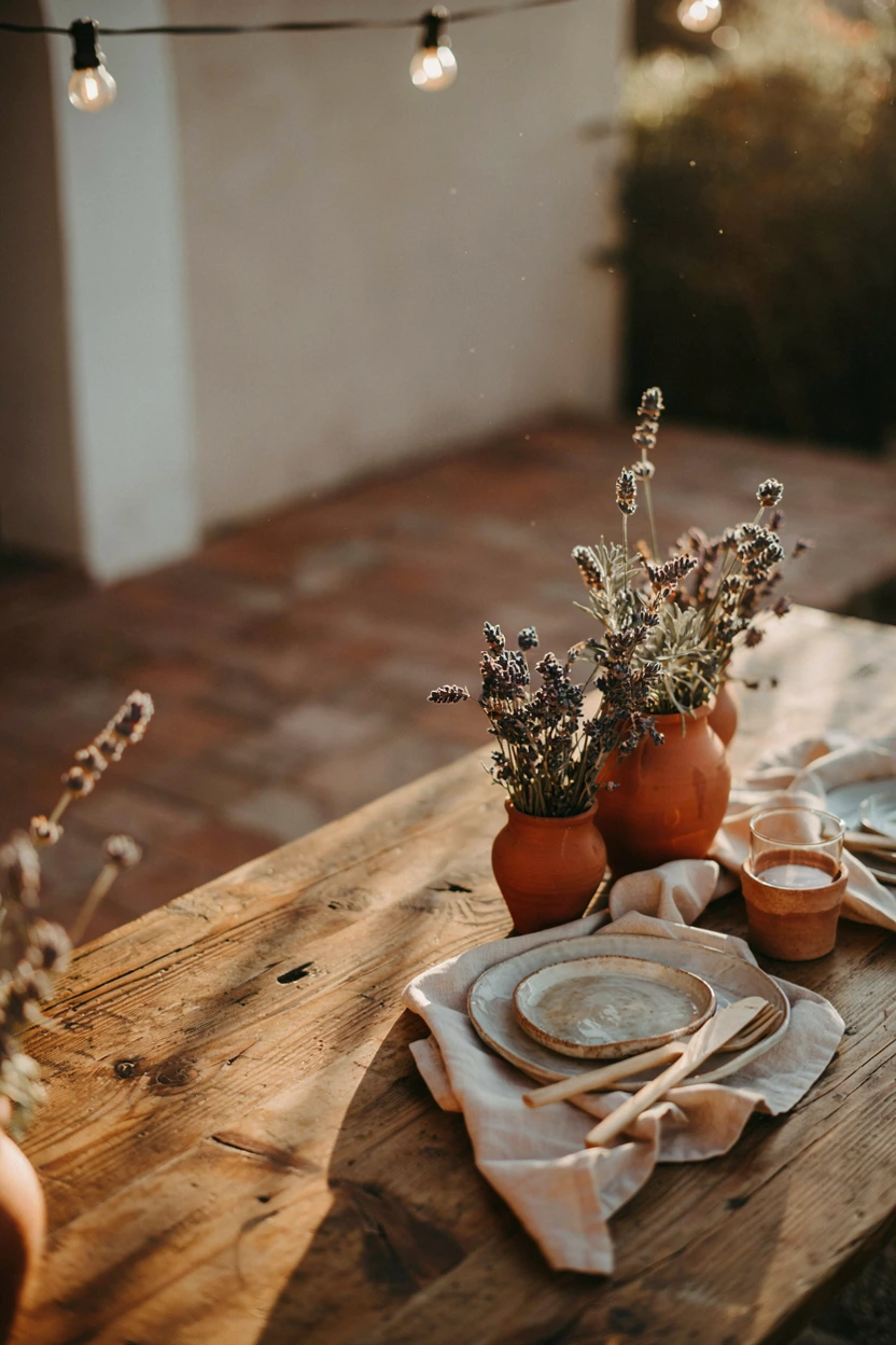 terracotta and dried lavender
