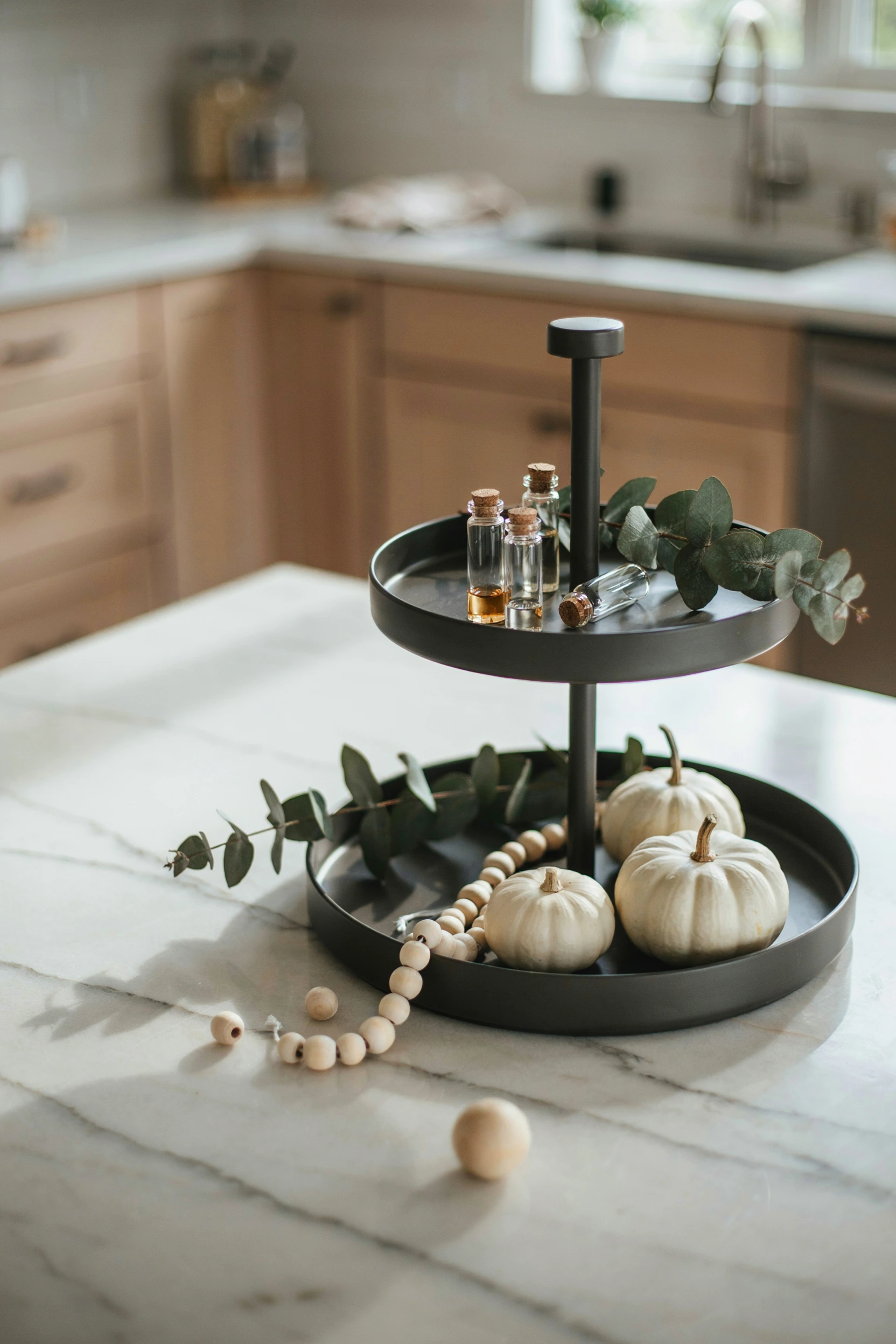 matte black tiered tray