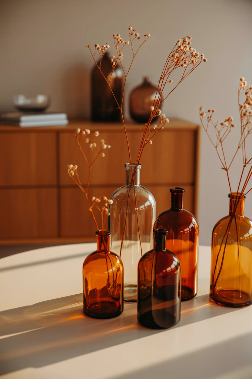 warm amber glass vases