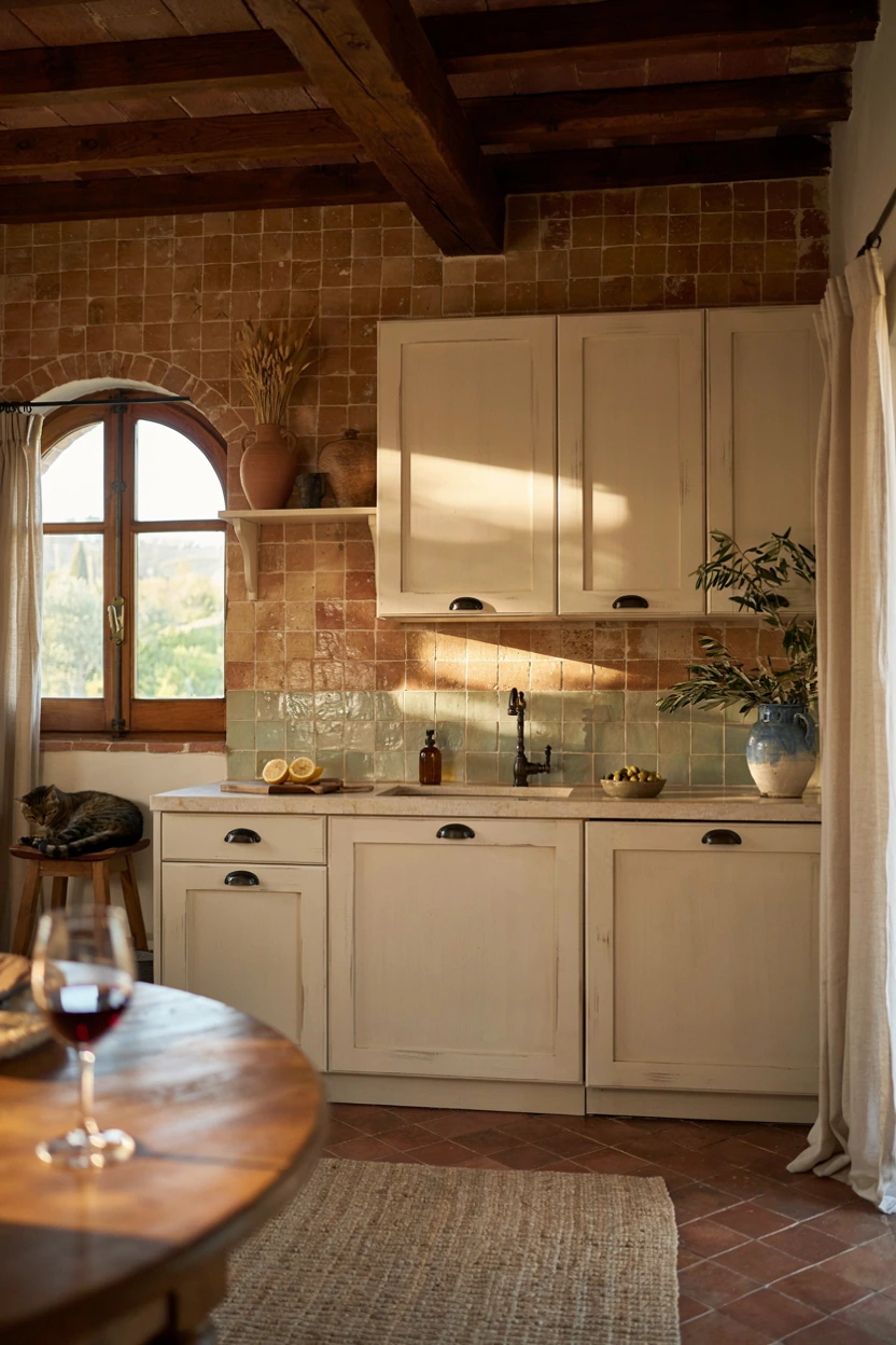 warm terracotta and cream