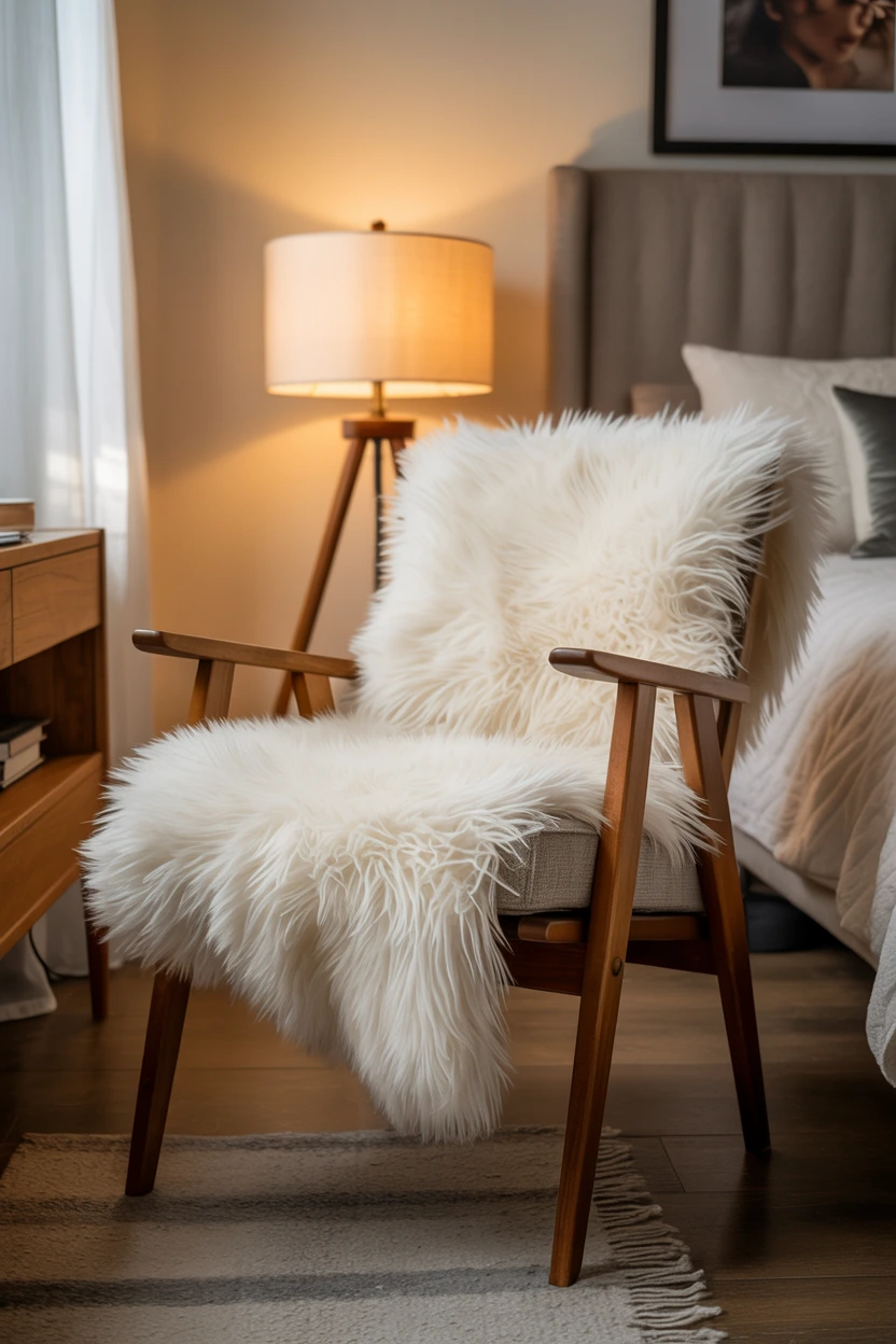 faux fur armchair throws