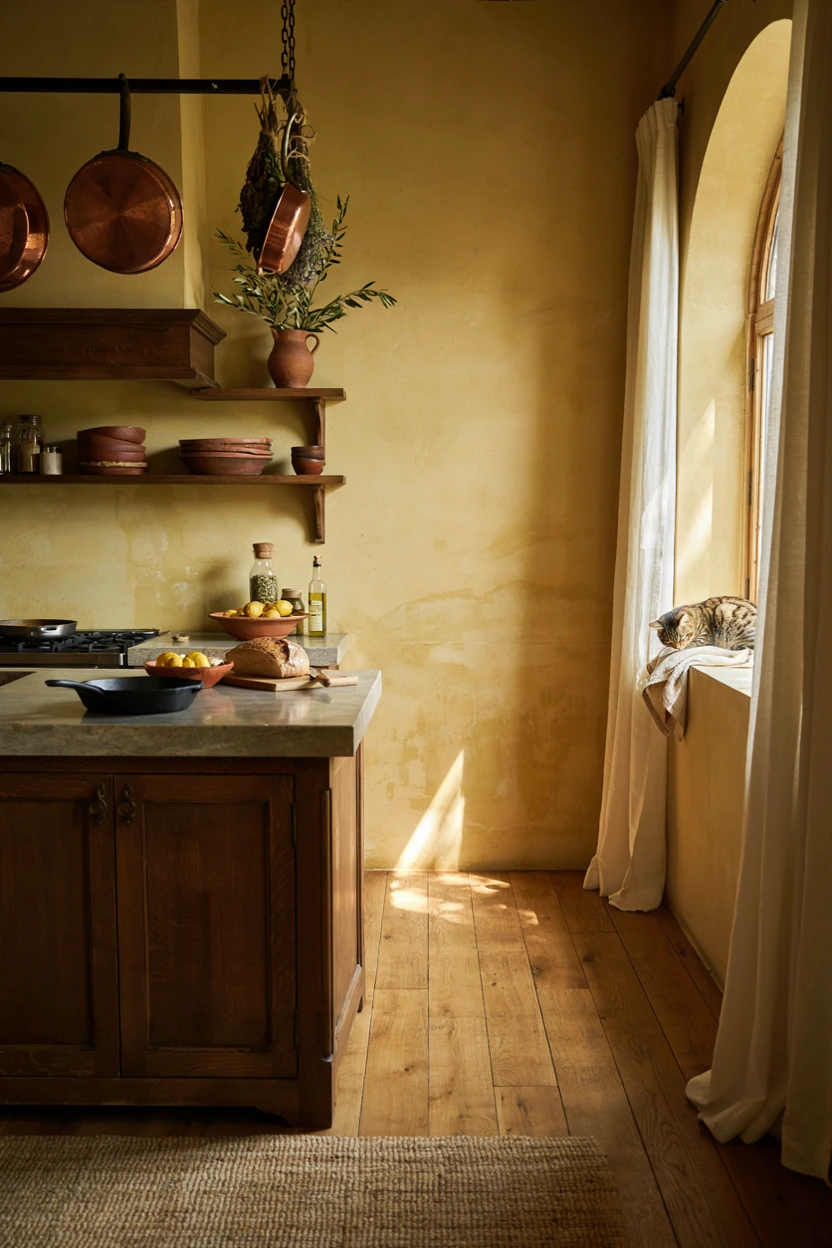 warm ochre and wood