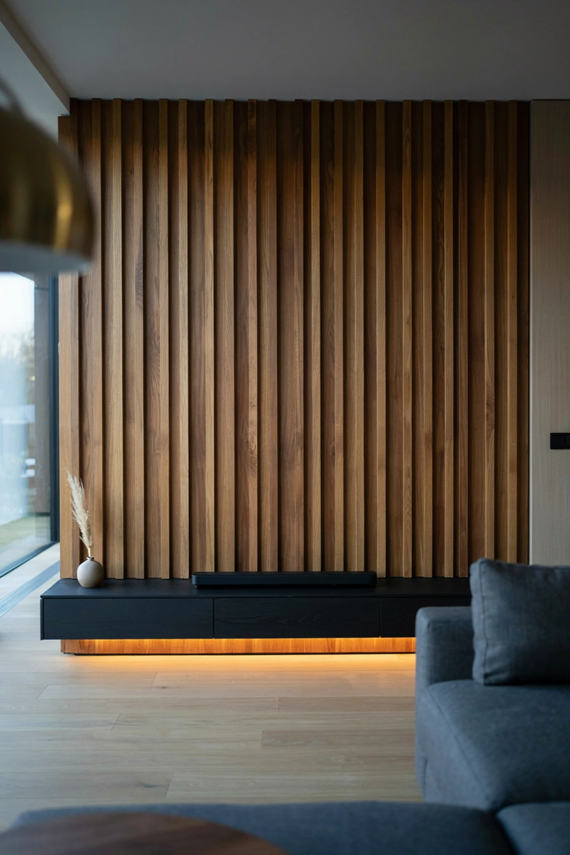 slatted wood panels