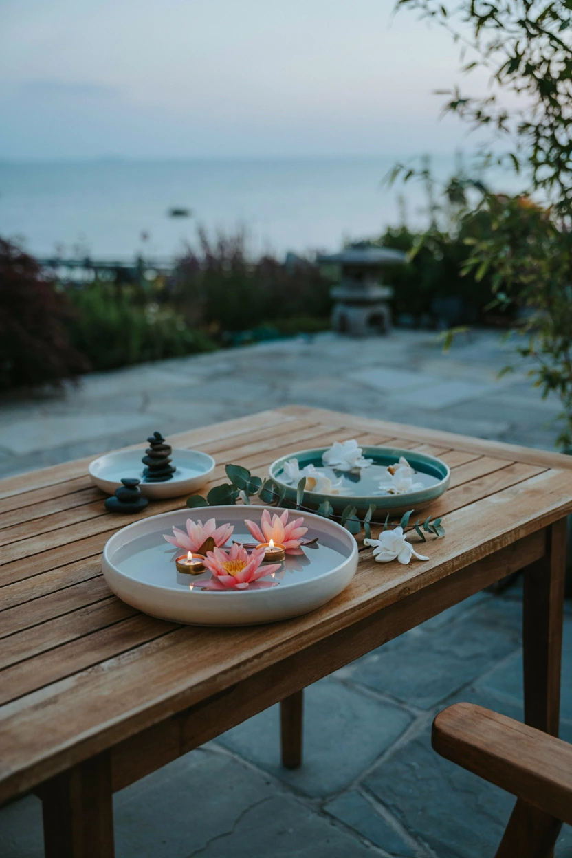 elegant floating floral bowls