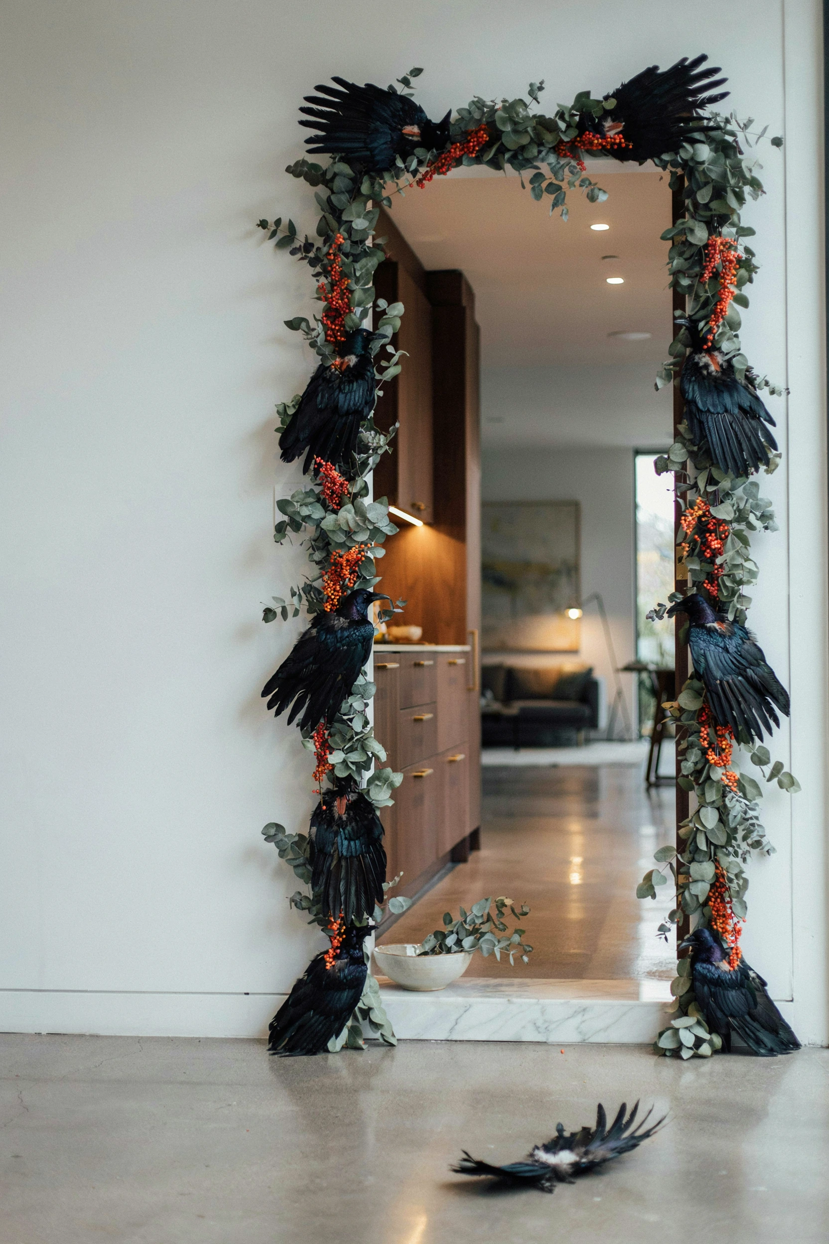 faux garland door frame