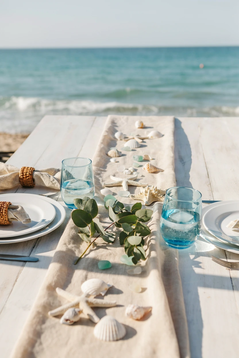 coastal seashell table accent