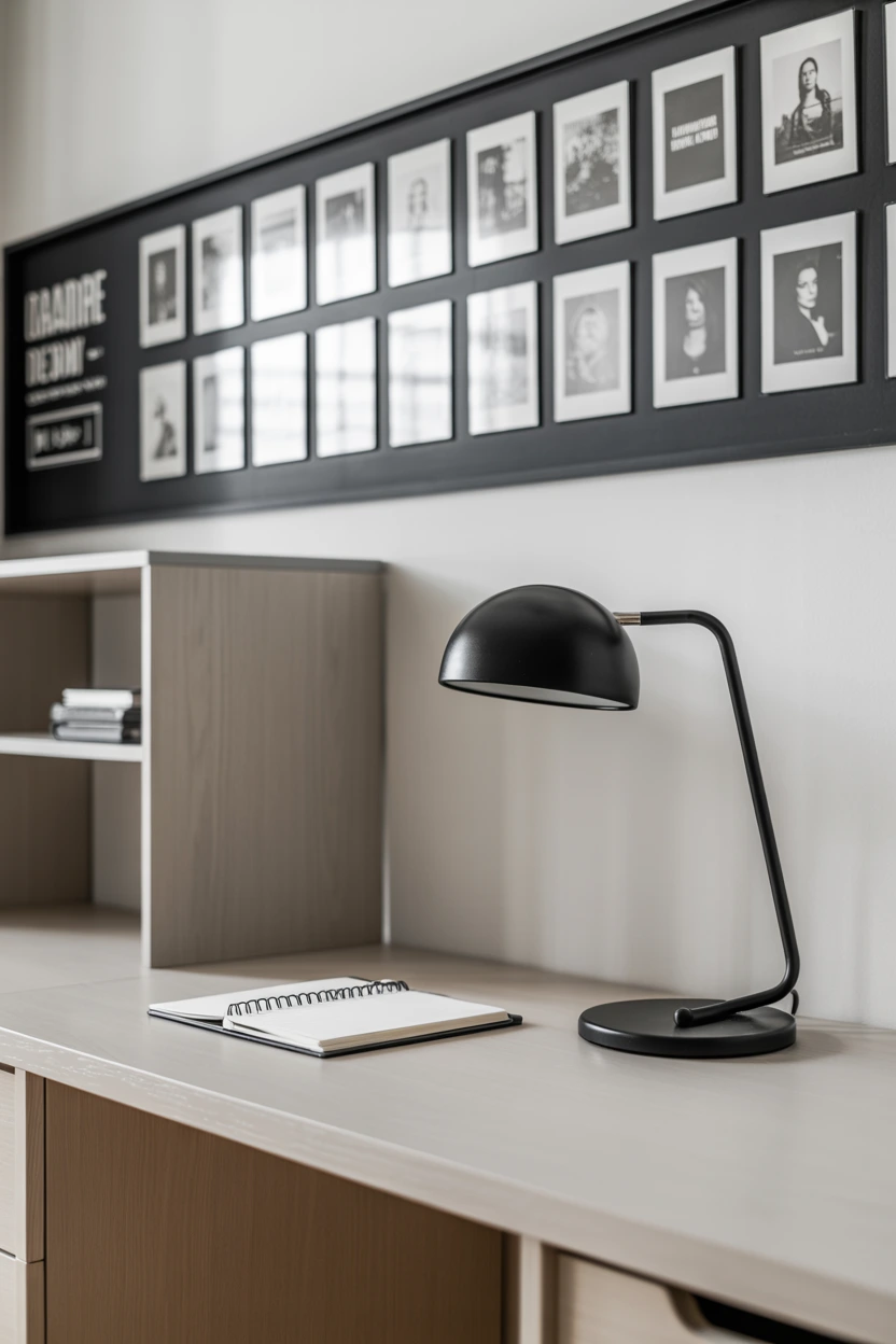 monochrome postcard photo wall