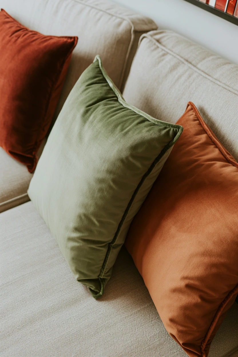 muted velvet accent pillows