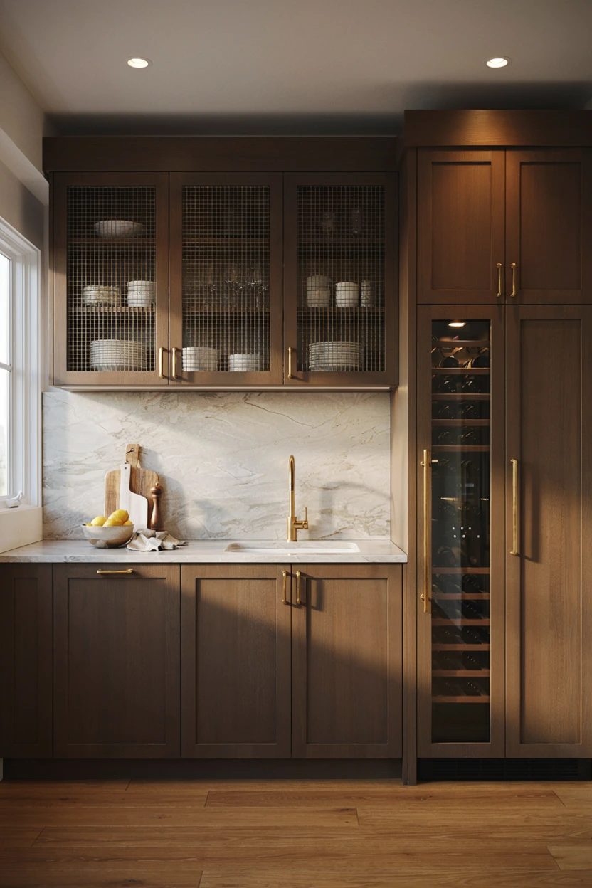 dark walnut butler pantry
