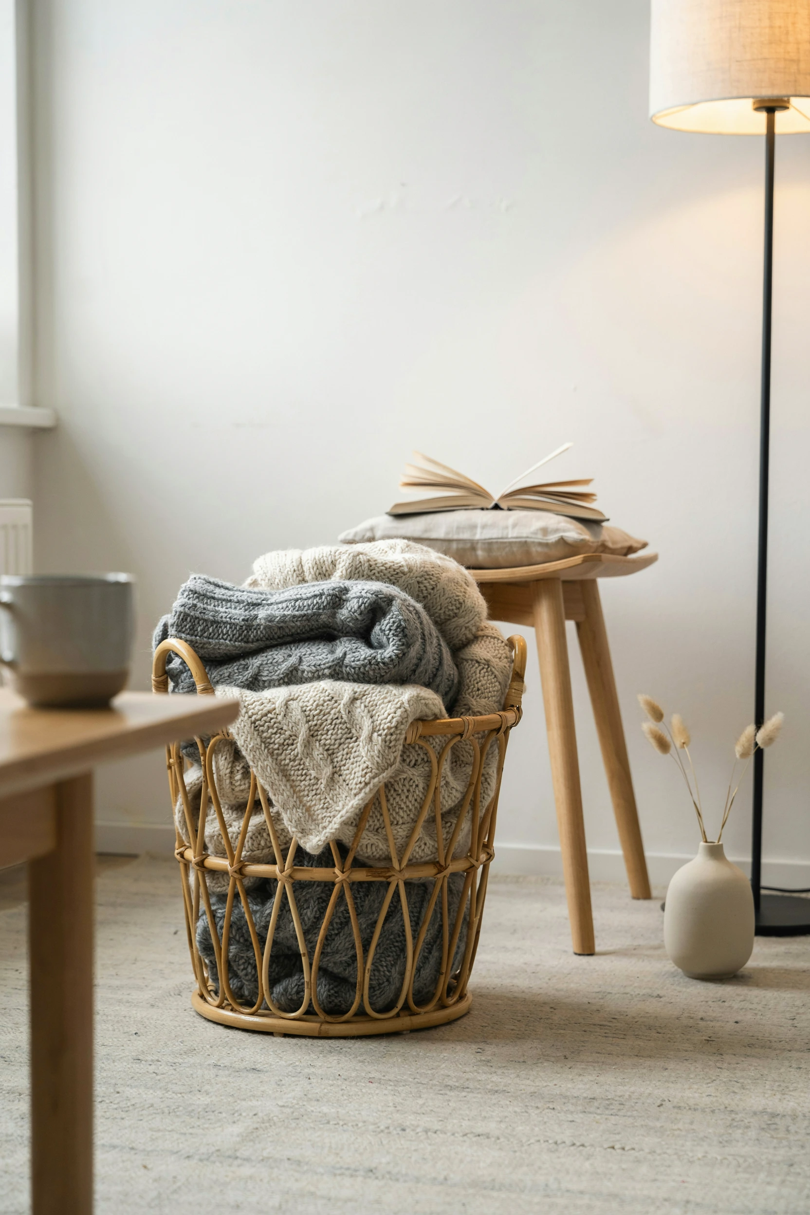 woven rattan storage baskets