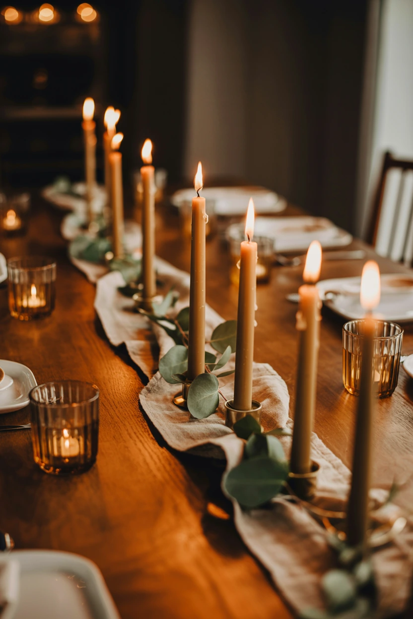 amber glass candleholders