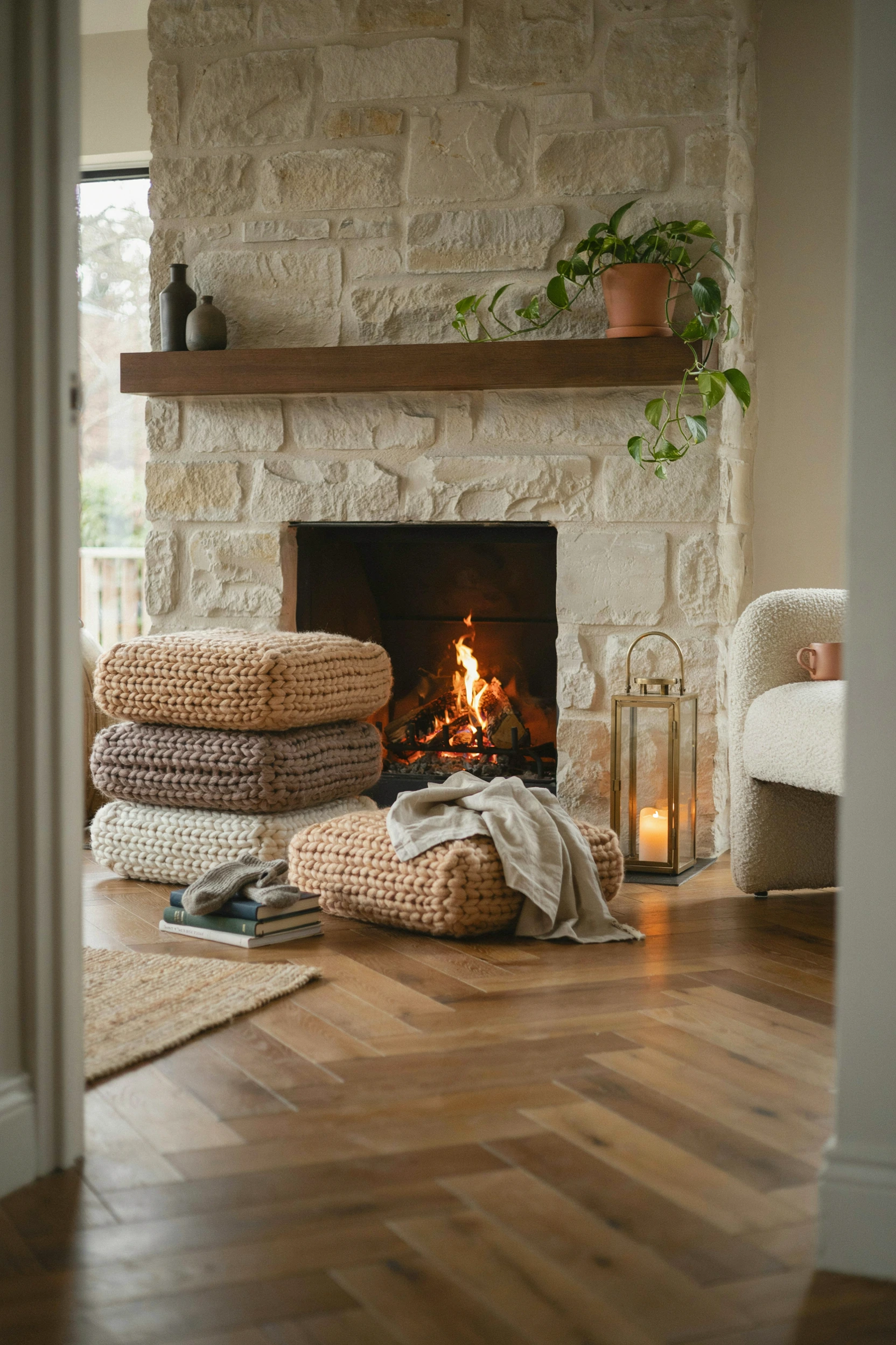 chunky knit floor pillows