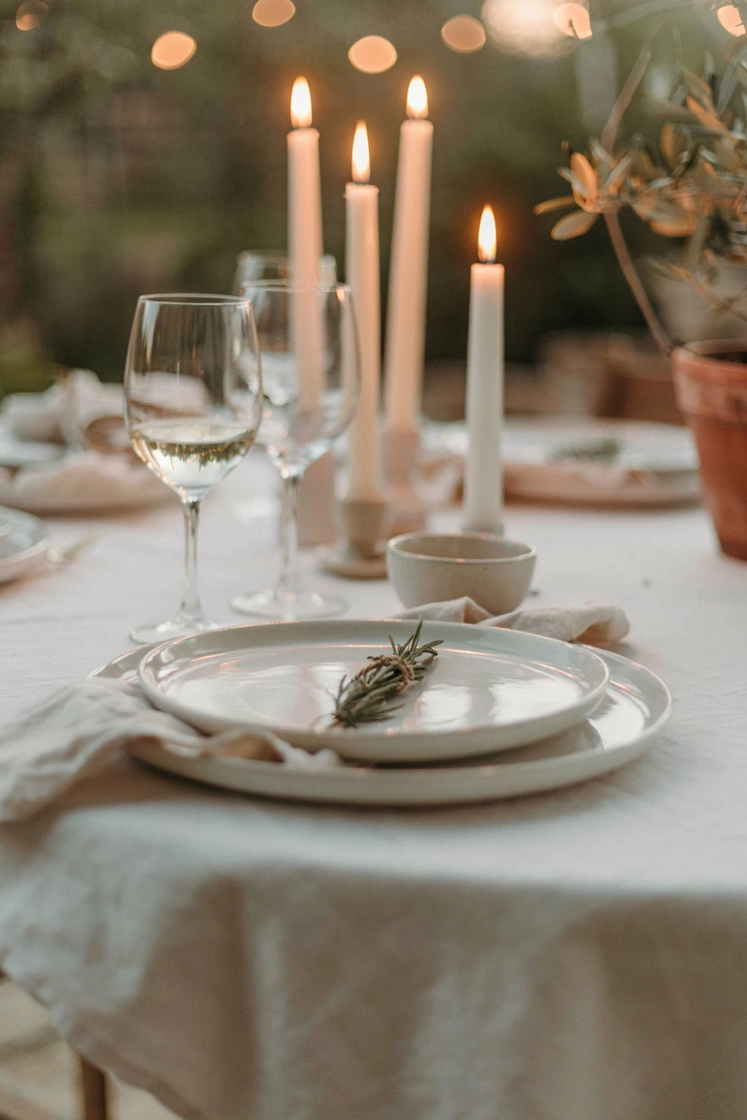 monochromatic all-white table
