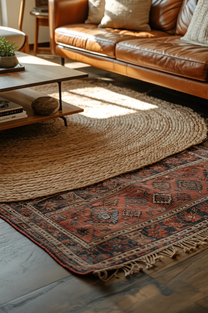 layered jute floor rugs