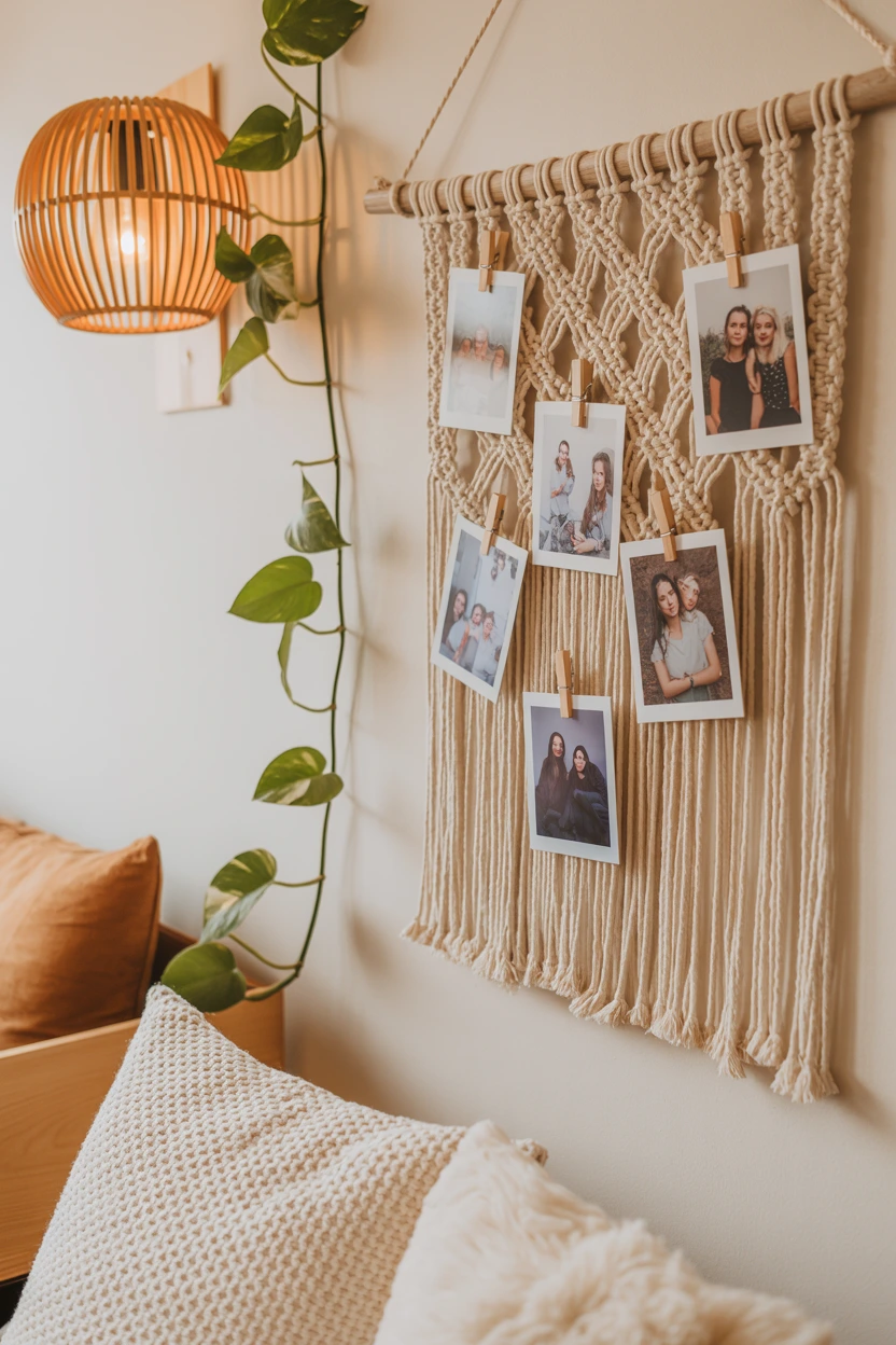 boho macrame photo hanger
