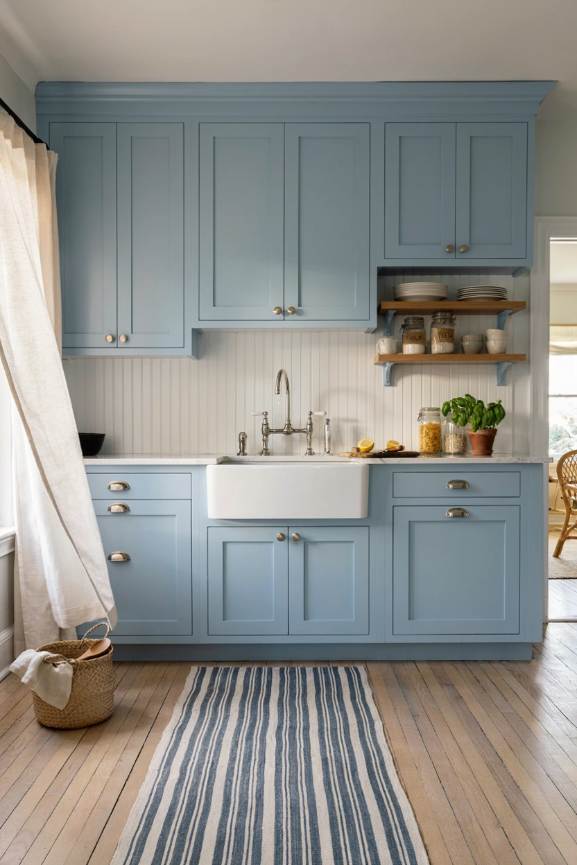 dusty blue and white