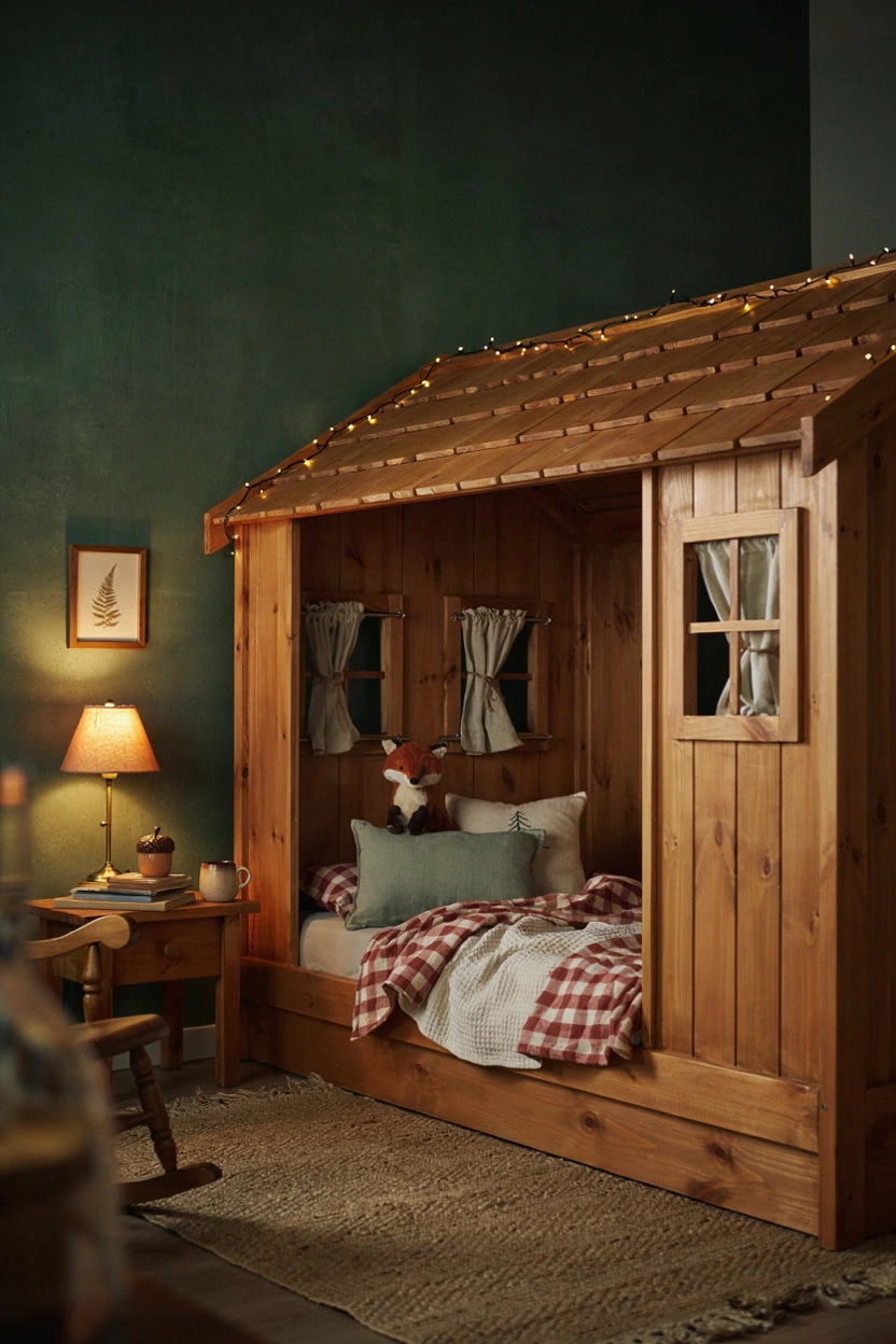 wooden cabin bed design