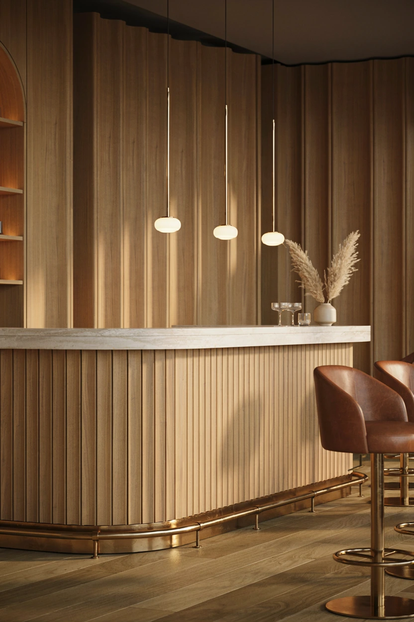 fluted wood panel bar