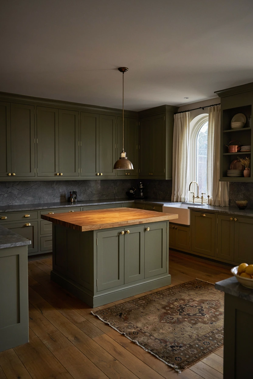 rich olive and brass