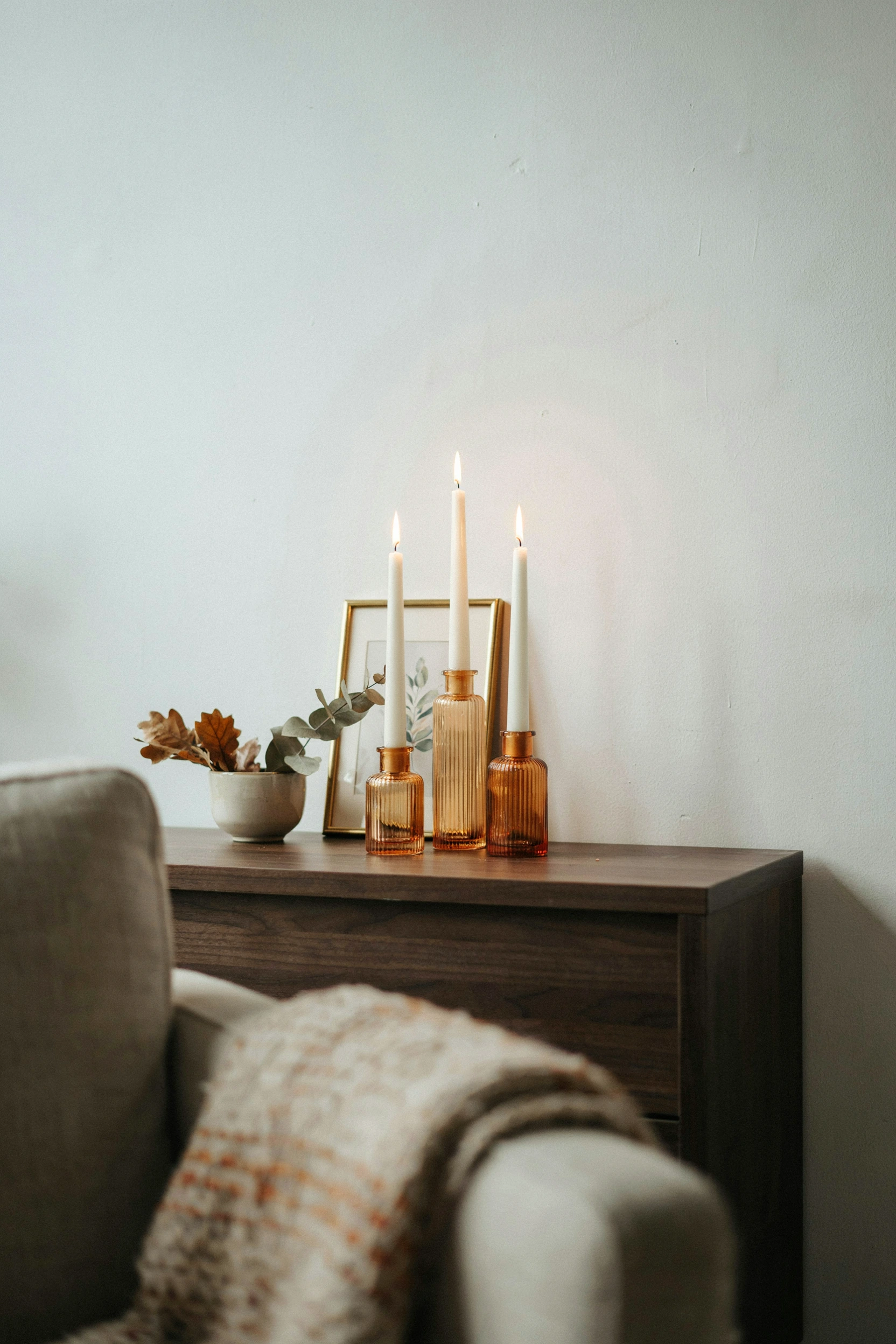 ribbed glass candlesticks