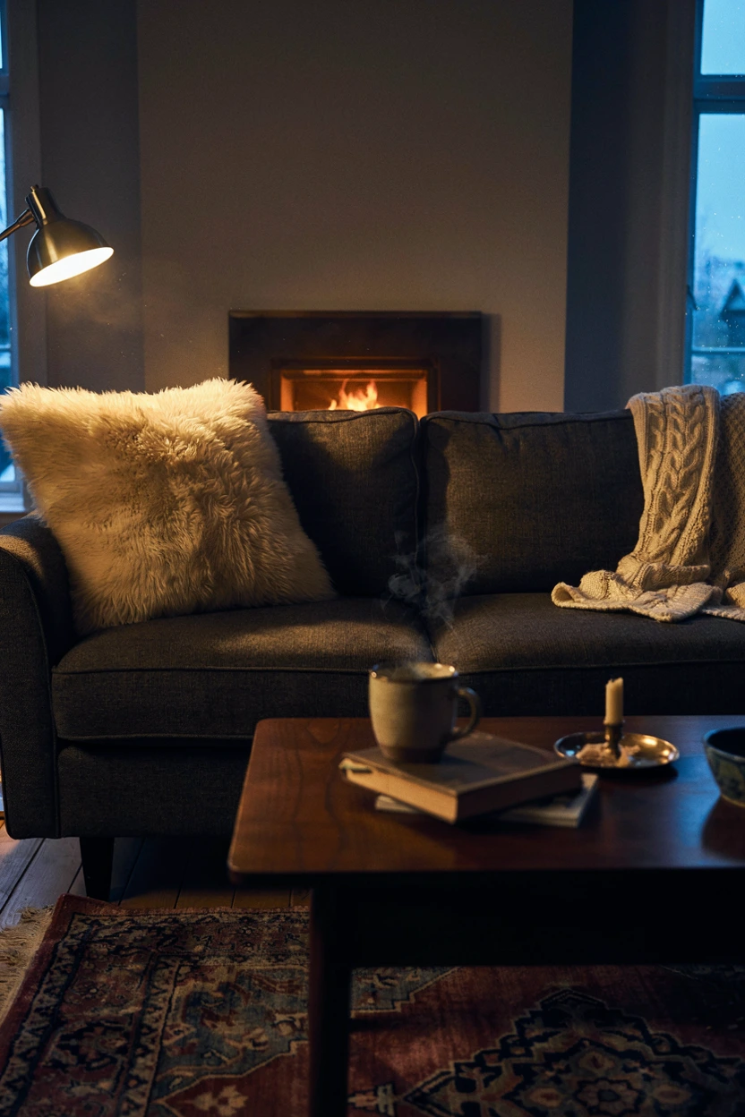 textured faux fur accents